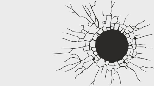 Minimalist Cracked Wall Bullet Hole Artistic Illustration Desktop Wallpaper