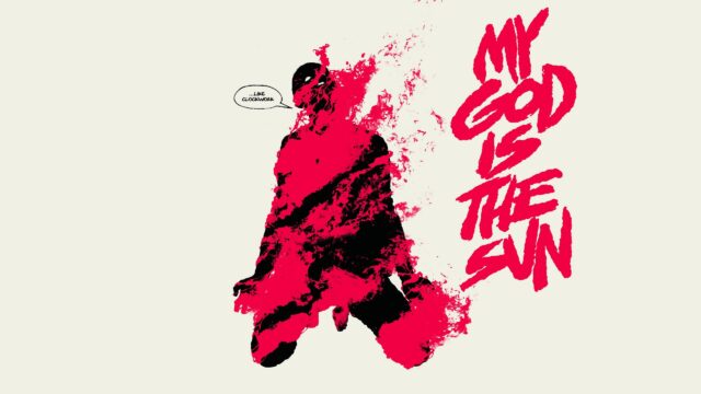 Abstract Dark Silhouette with Red Smoke Effect My God Is The Sun 4K Desktop Wallpaper