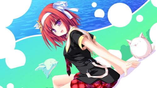 Cute Anime Girl with Fantasy Creatures Desktop Wallpaper
