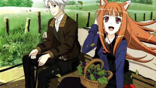 Spice and Wolf Holo and Kraft Lawrence Traveling in a Wagon 4K Desktop Wallpaper