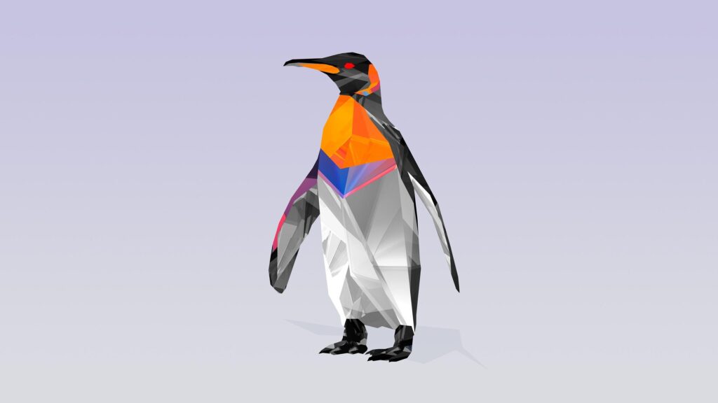 Abstract Geometric Emperor Penguin Low Poly Art 4K Desktop Wallpaper