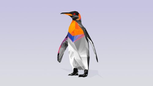 Abstract Geometric Emperor Penguin Low Poly Art 4K Desktop Wallpaper