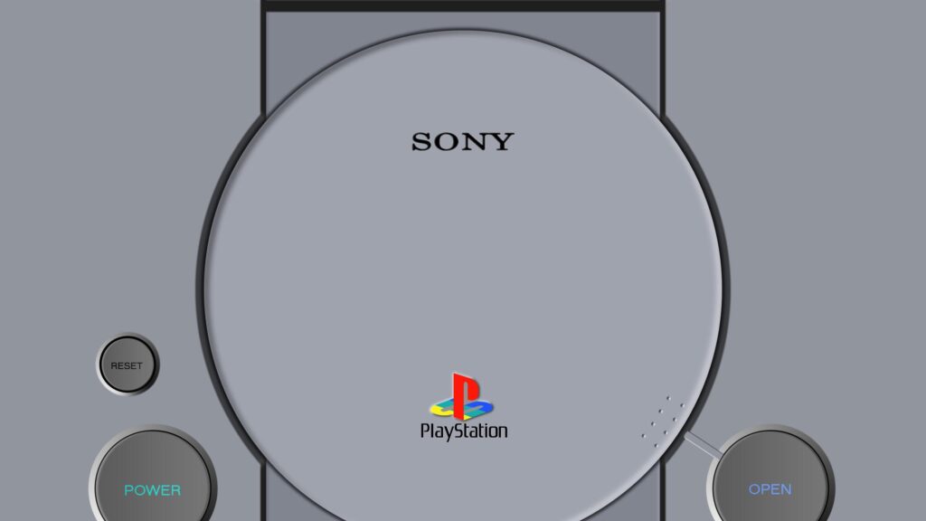 Minimalist PlayStation 1 Console Top View 4K Desktop Wallpaper