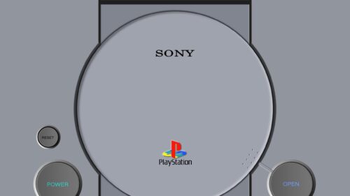 Minimalist PlayStation 1 Console Top View 4K Desktop Wallpaper