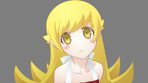 Shinobu Oshino Anime Girl Yellow Hair Close Up 4K Desktop Wallpaper