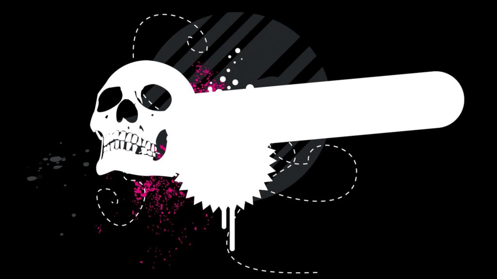 Minimalist Skull and Abstract Shapes Dark Grunge Aesthetic 4K Desktop Wallpaper