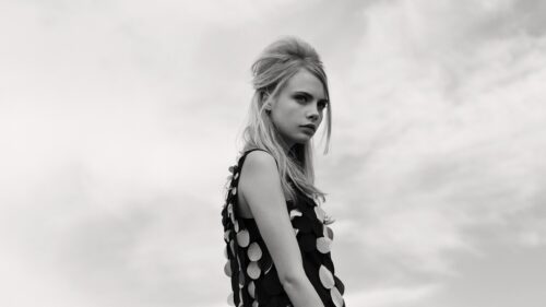 Stunning Black and White Portrait of Cara Delevingne Fashion Desktop Wallpaper