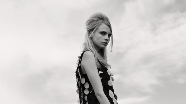 Stunning Black and White Portrait of Cara Delevingne Fashion Desktop Wallpaper