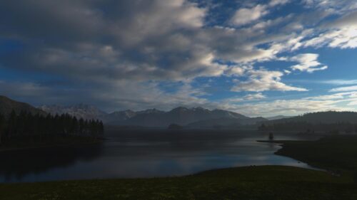 Serene Mountain Lake Landscape at Twilight 4K Desktop Wallpaper