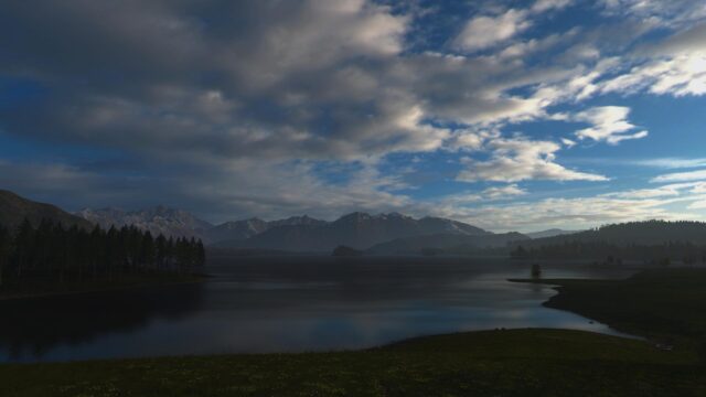 Serene Mountain Lake Landscape at Twilight 4K Desktop Wallpaper