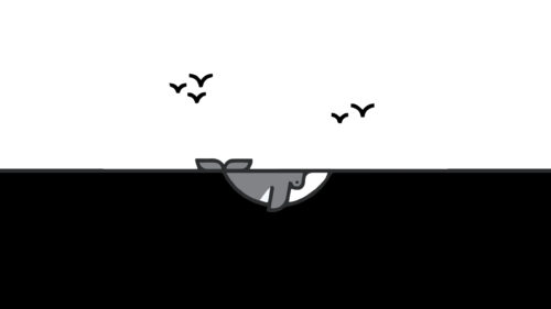 Minimalist Whale in the Deep Ocean Vector Art Desktop Wallpaper