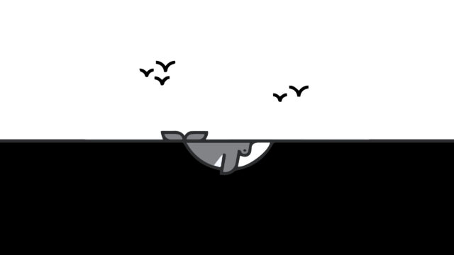 Minimalist Whale in the Deep Ocean Vector Art Desktop Wallpaper
