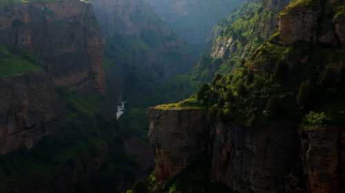 Breathtaking Canyon Landscape with Rocky Cliff and River 4K Wallpaper