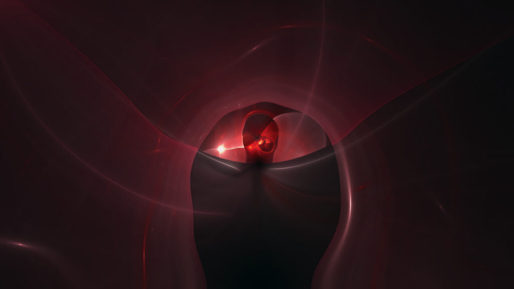 Abstract Dark Red Portal Fractal Art 4K Desktop Wallpaper