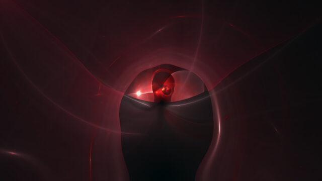 Abstract Dark Red Portal Fractal Art 4K Desktop Wallpaper