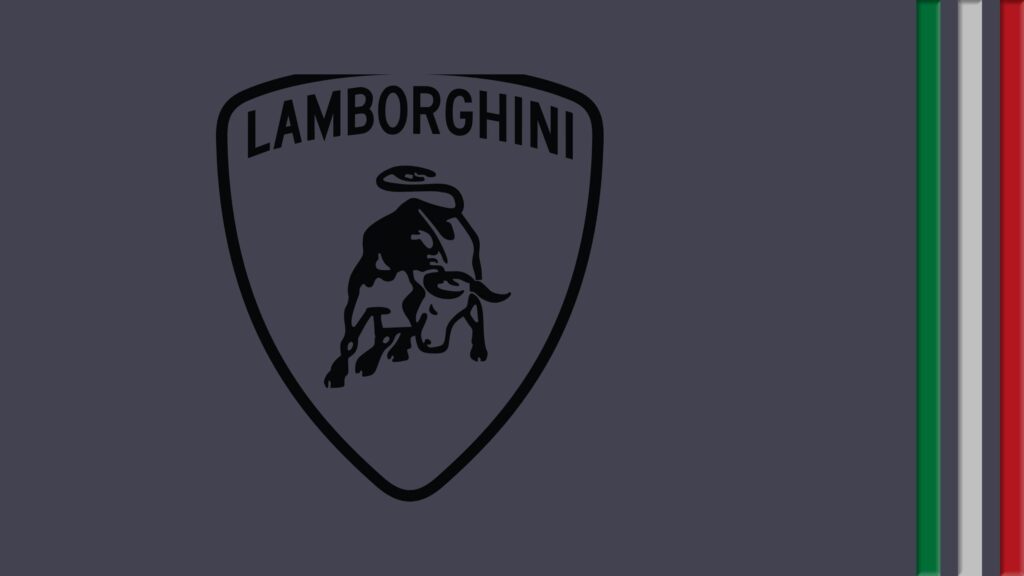 Minimalist Dark Lamborghini Logo with Italian Flag Stripes 4K Desktop Wallpaper