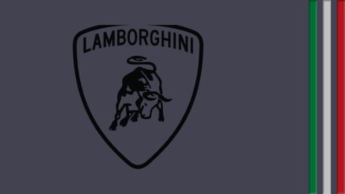 Minimalist Dark Lamborghini Logo with Italian Flag Stripes 4K Desktop Wallpaper