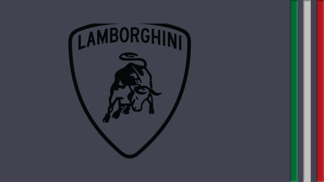 Minimalist Dark Lamborghini Logo with Italian Flag Stripes 4K Desktop Wallpaper