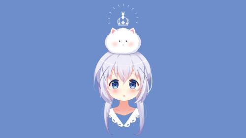 Cute Anime Girl with White Angora Rabbit Crown 4K Desktop Wallpaper