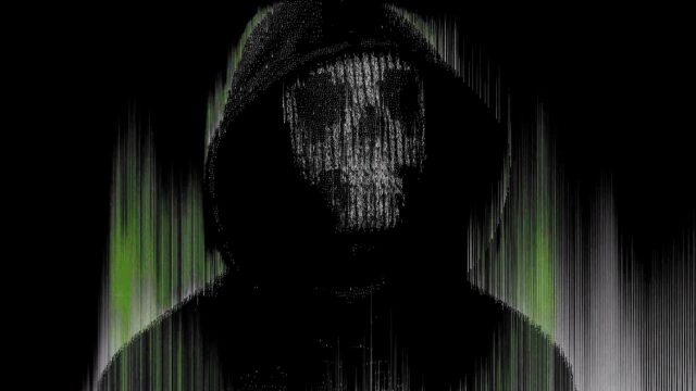 Glitch Effect Hooded Skull Cyberpunk Aesthetic 4K Desktop Wallpaper