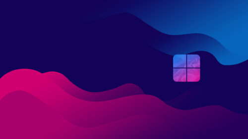Abstract Windows Logo with Anime Silhouette Gradient 4K PC Wallpaper