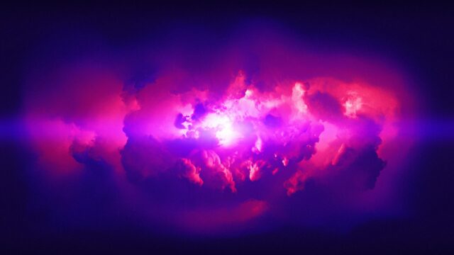Vibrant Abstract Pink and Purple Nebula Cloud Burst Desktop Wallpaper