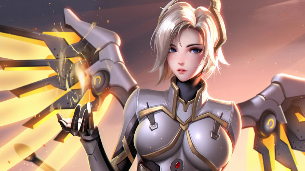 Mercy from Overwatch Digital Art Fan Portrait Desktop Wallpaper