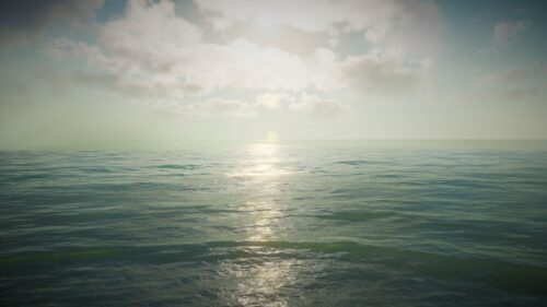 Serene Ocean Horizon Under Golden Sunset Sky 4K Desktop Wallpaper