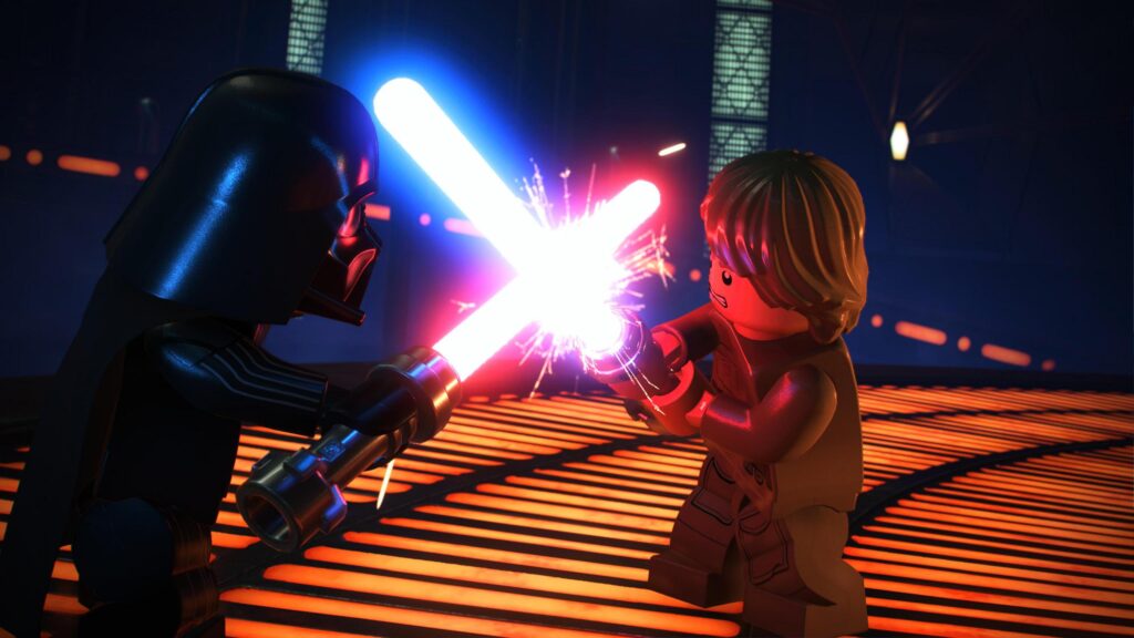 LEGO Star Wars Darth Vader vs Luke Skywalker Duel 4K Desktop Wallpaper