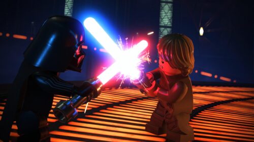 LEGO Star Wars Darth Vader vs Luke Skywalker Duel 4K Desktop Wallpaper