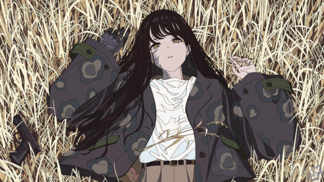 Anime Girl with Cybernetic Features Lying in Golden Field 4K Desktop Wallpaper