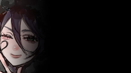 Mysterious Anime Girl Half Face Dark Minimalist 4K Wallpaper