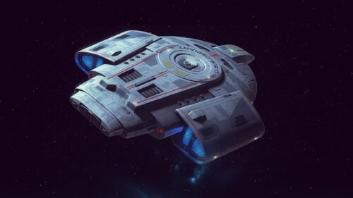 U.S.S. Defiant Starship from Star Trek Deep Space Nine Desktop Wallpaper