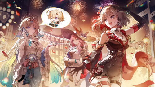 Honkai Star Rail Anime Girls Fireworks Celebration 4K Desktop Wallpaper