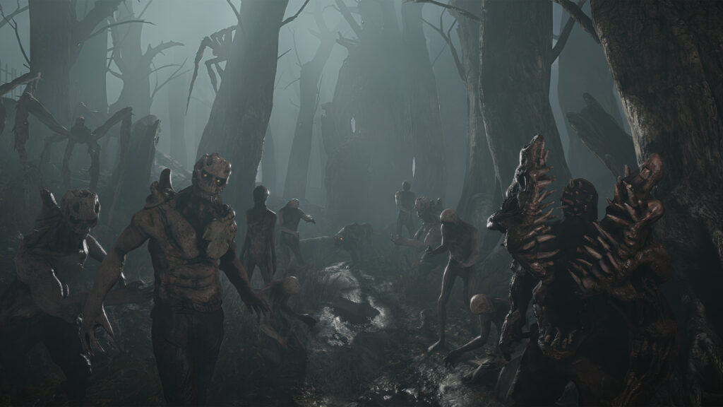 Horror Monsters in a Foggy Dark Forest 4K Desktop Wallpaper