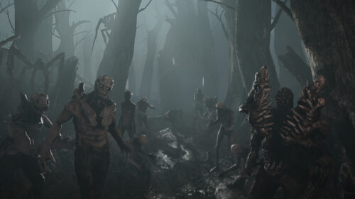 Horror Monsters in a Foggy Dark Forest 4K Desktop Wallpaper