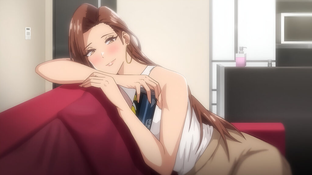 Beautiful Anime Girl Relaxing at Home Desktop Wallpaper