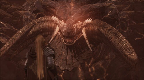 Epic Fantasy Knight Facing a Massive Obsidian Dragon 4K Desktop Wallpaper