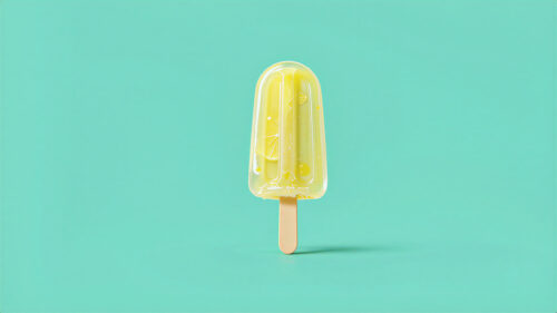 Minimalist Lemon Ice Pop on Teal Background 4K PC Wallpaper