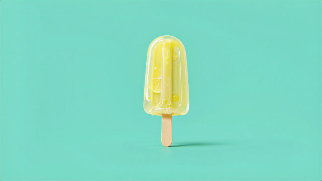 Minimalist Lemon Ice Pop on Teal Background 4K PC Wallpaper