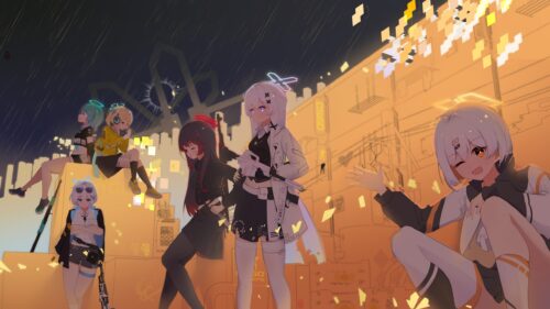 Anime Girls Combat Squad Cyberpunk City Street 4K Desktop Wallpaper