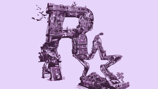 Rockstar Games Mechanical R-Star Logo Steampunk Style Desktop Wallpaper