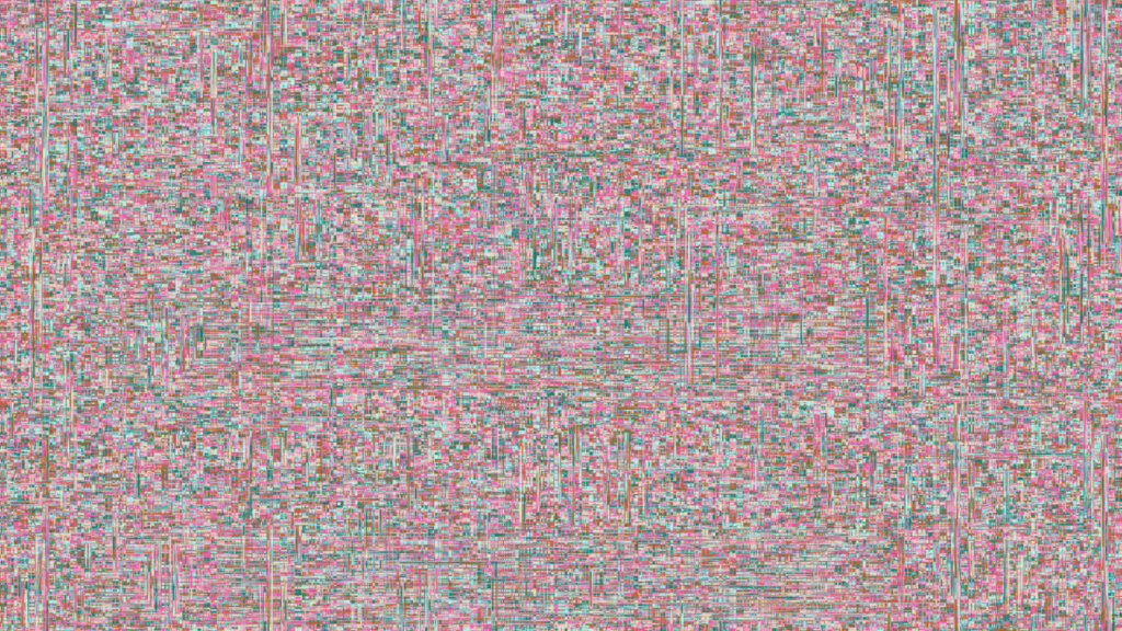 Abstract Pink and Teal Digital Glitch Texture Desktop Wallpaper