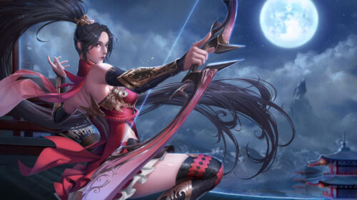 Warrior Archer Girl Under Moonlight Fantasy Art 4K Desktop Wallpaper