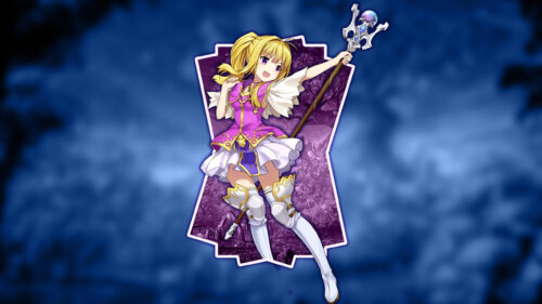 Anime Blonde Magical Girl with Staff Character Art 4K Desktop Wallpaper