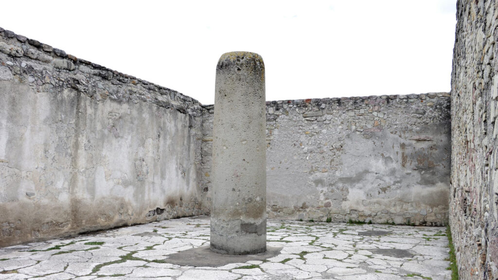 Ancient Stone Column in Historic Mexican Ruins Desktop Wallpaper