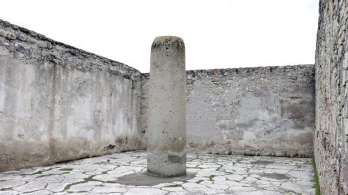 Ancient Stone Column in Historic Mexican Ruins Desktop Wallpaper