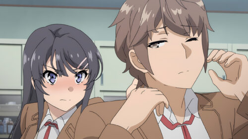 Mai Sakurajima and Sakuta Azusagawa Anime Interaction Desktop Wallpaper