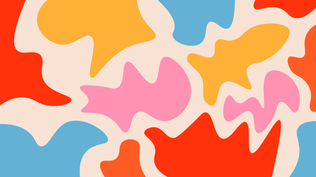 Minimalist Colorful Retro Organic Shapes Aesthetic Desktop Wallpaper