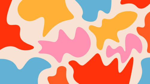 Minimalist Colorful Retro Organic Shapes Aesthetic Desktop Wallpaper
